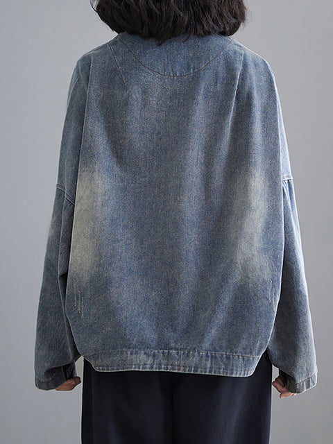 Women Retro Washed Spring Denim Short Coat