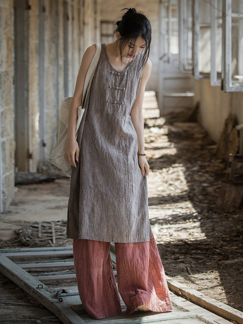 Vestido feminino vintage de verão com colete tie-dye