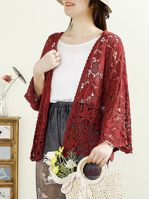 Women Summer Casual Solid Knitted Shirt Coat