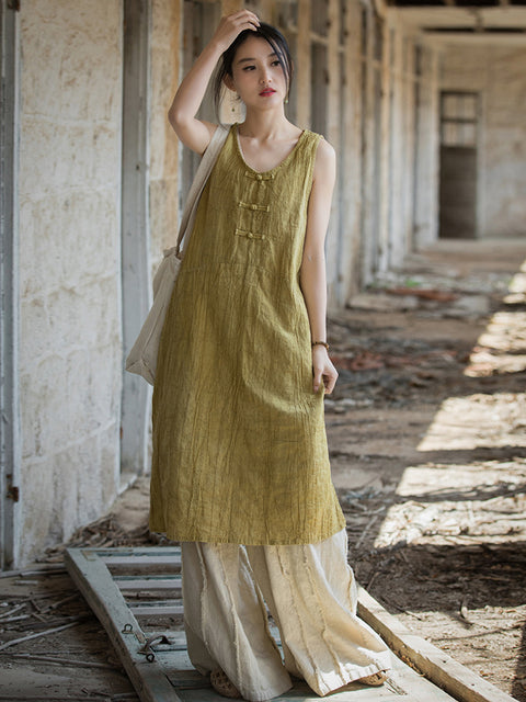 Vestido feminino vintage de verão com colete tie-dye