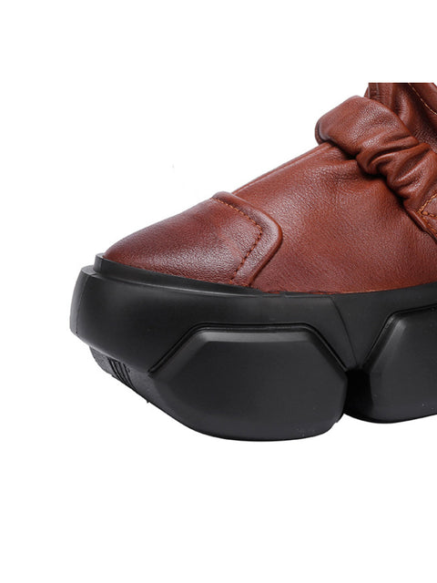 Women Autumn Stylish Soft Leather Platform Shoes