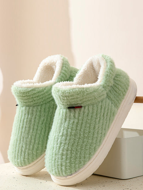 Couple Solid Indoor Warm Fleece Shoes