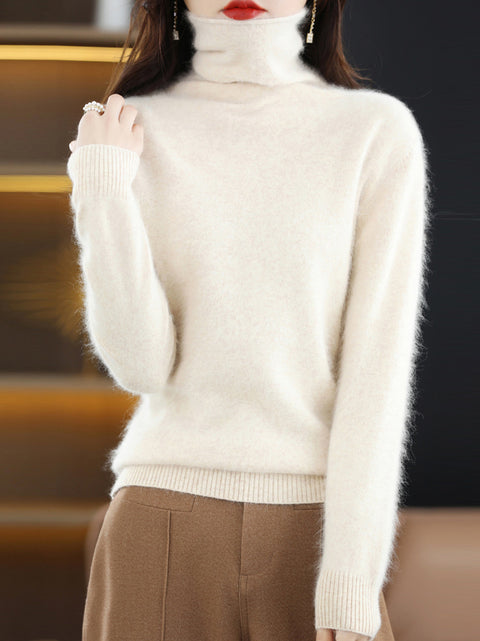 Women Casual Winter Solid Turtleneck Sweater