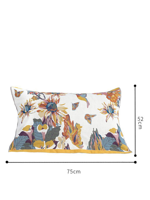 Cobertor de sofá com capa de jacquard de flores de algodão multicamadas