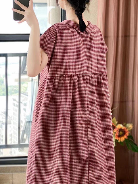 Plus Size Women Women Casual Summer Lattice Artsy Pleat Loose Dress