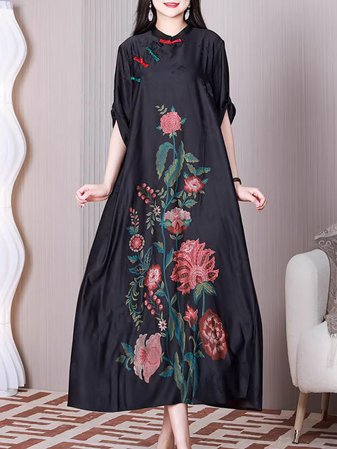 Vestido solto de Flor Flor de Flores A Etnias de Plus Size