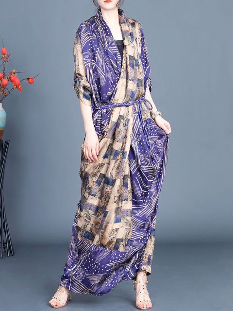 Women Spring Artsy Cross Spliced Maxi Dress