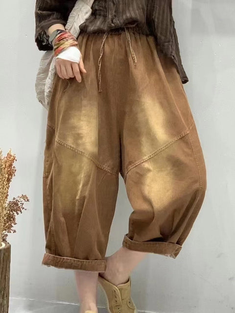 Women Summer Vintage Spliced Loose Harem Pants