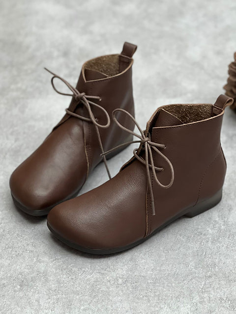 Botas femininas de couro legítimo com zíper e tira sólida para outono