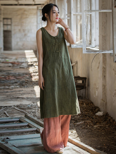 Vestido feminino vintage de verão com colete tie-dye