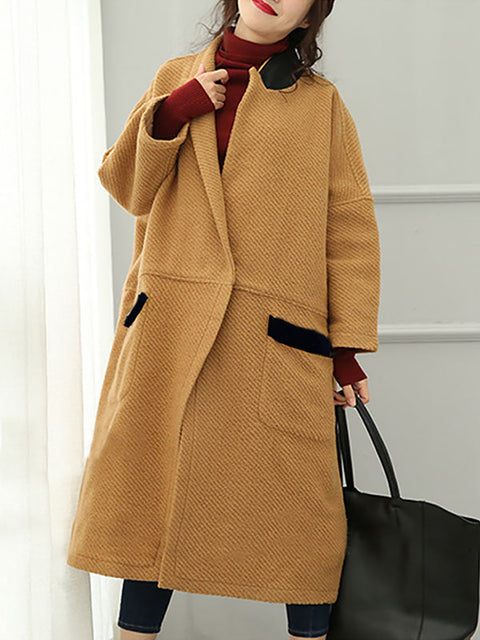 Plus Size Women Winter Casal Loose Wool Coat