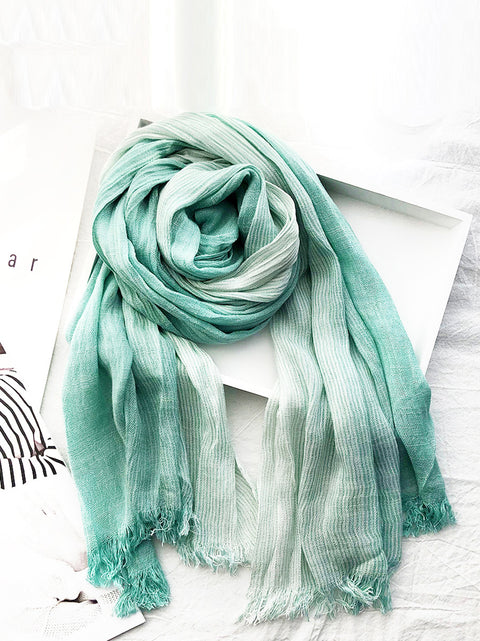 Spring Artsy Stripe Cotton Tassel Soft Scarf