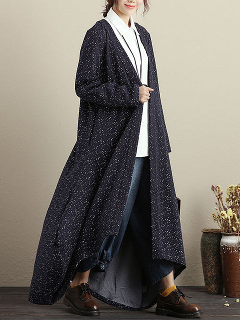 Plus Size Cardigan Mangas Compridas Casaco Azul Outono Inverno Para Mulheres