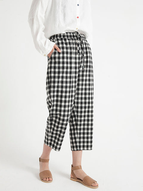 Plus Size Plaid Casual Summer Women Loose Pants