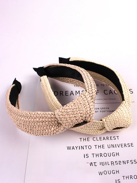 Casual Knot Straw Woven Hair Band - 4 Pieces