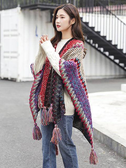 Winter Knitted Warm Tassel Scarf Shawl