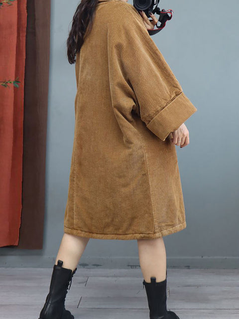 Casaco acolchoado feminino plus size de inverno com manga morcego folgado e comprimento médio