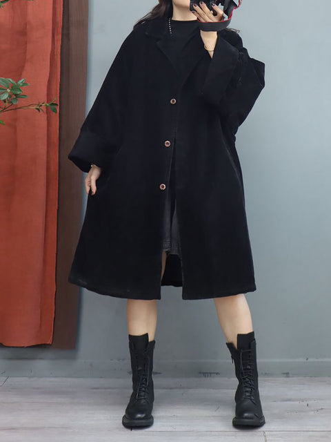 Casaco acolchoado feminino plus size de inverno com manga morcego folgado e comprimento médio