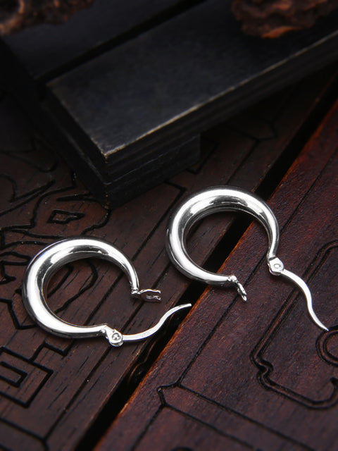 Women Casual Sliver Round Circle Earrings